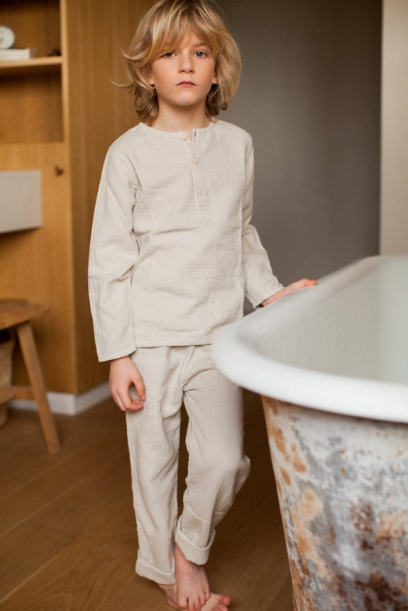 Pyjama garçon Jake en gaze de coton argile - Marlot Paris