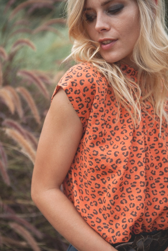 COSIMA BLOUSE orange leopard