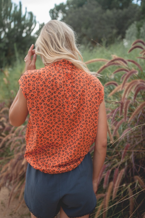 COSIMA BLOUSE orange leopard