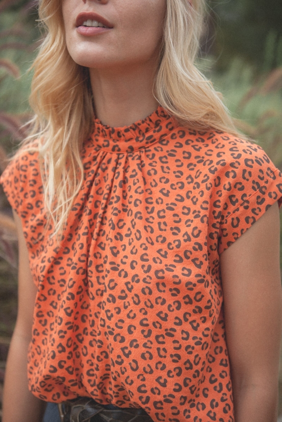 COSIMA BLOUSE orange leopard