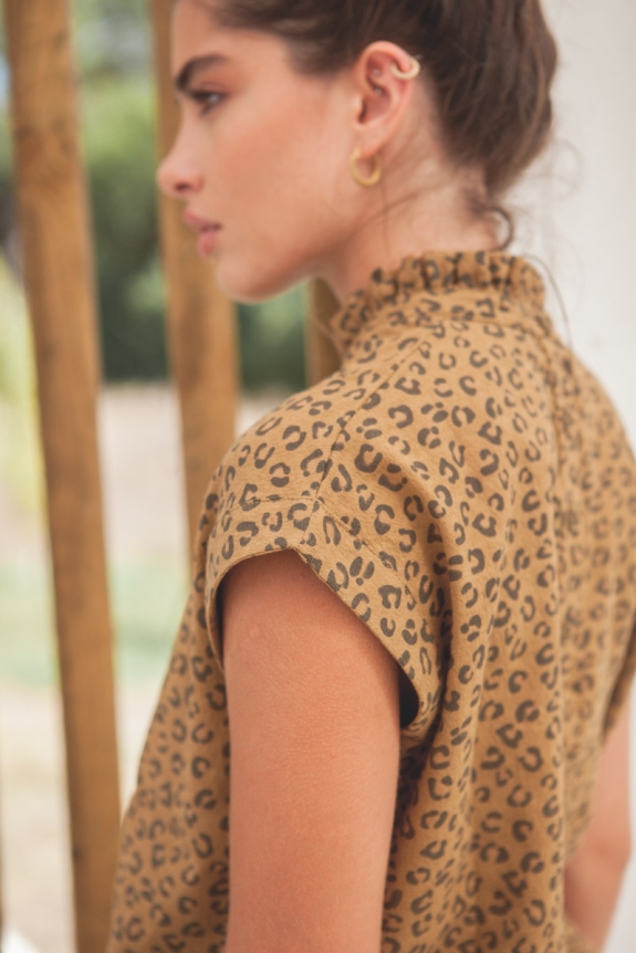 COSIMA BLOUSE leopard bronze