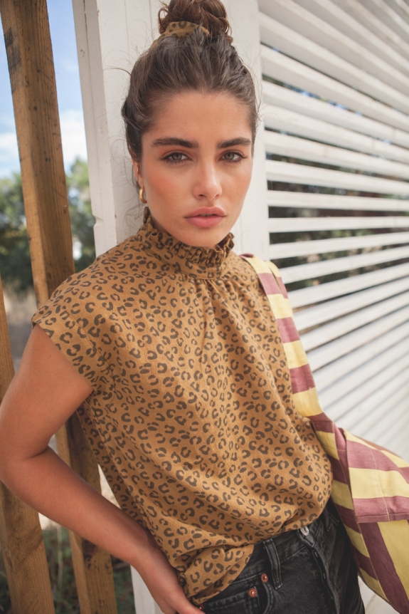 COSIMA BLOUSE leopard bronze