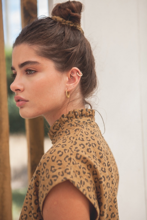 COSIMA BLOUSE leopard bronze