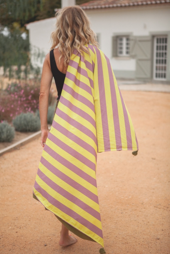 FOUTA PARADISO rayé citron