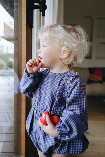 Zélie baby girl romper mini blue gingham