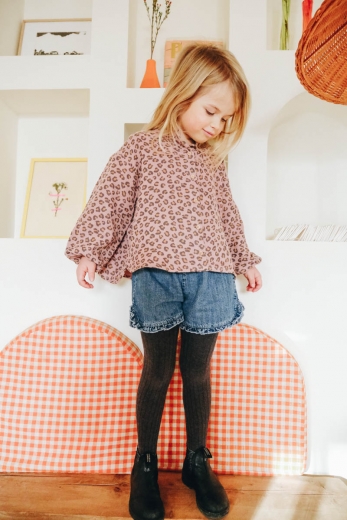 Hazel girls blouse leopard mauve