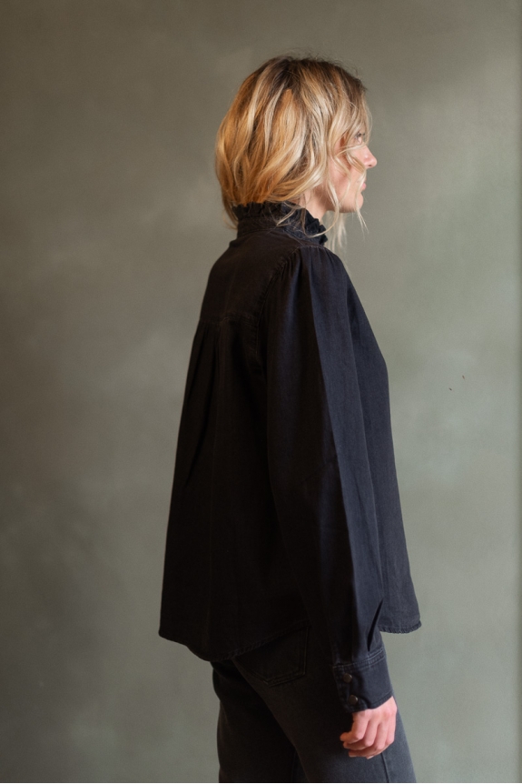 INES BLOUSE black denim