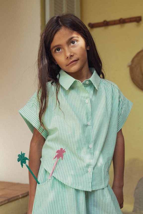 Ninon blouse green striped