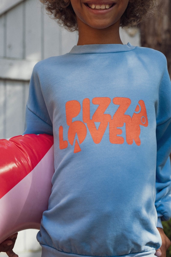 Détail message pizza lover sweat garçon Marlot Paris