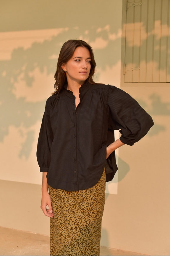 Look femme blouse dahlia noir marlot paris