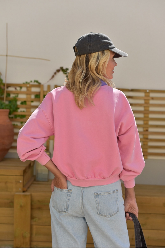 Dos sweat rose coton bio Marlot Paris 