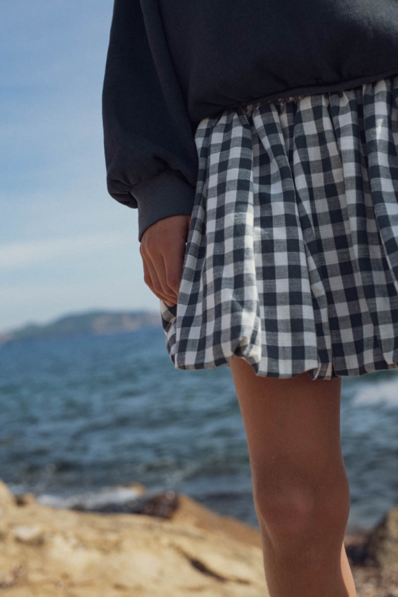 Vic girl's skirt indigo gingham